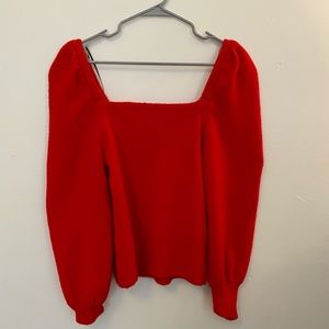 NWT red puff sleeve sweater